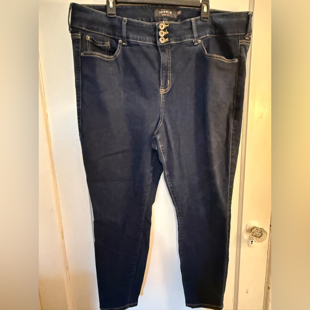 Torrid High Rise Blue Jeans with Tapered Leg